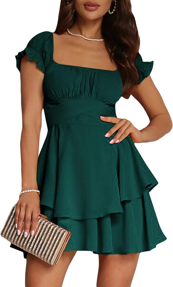 Women Graduation Dress Spaghetti Straps Sleeveless Short Dresses Y2k Low Cut Bodycon Going Out A-Line Mini Dress