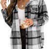 61cEEcbmuRL._AC_SL1200 Trendy Queen Womens Flannel Shacket Jacket Casual Plaid Button Down Long Sleeve Shirt Fall Clothes Outfits