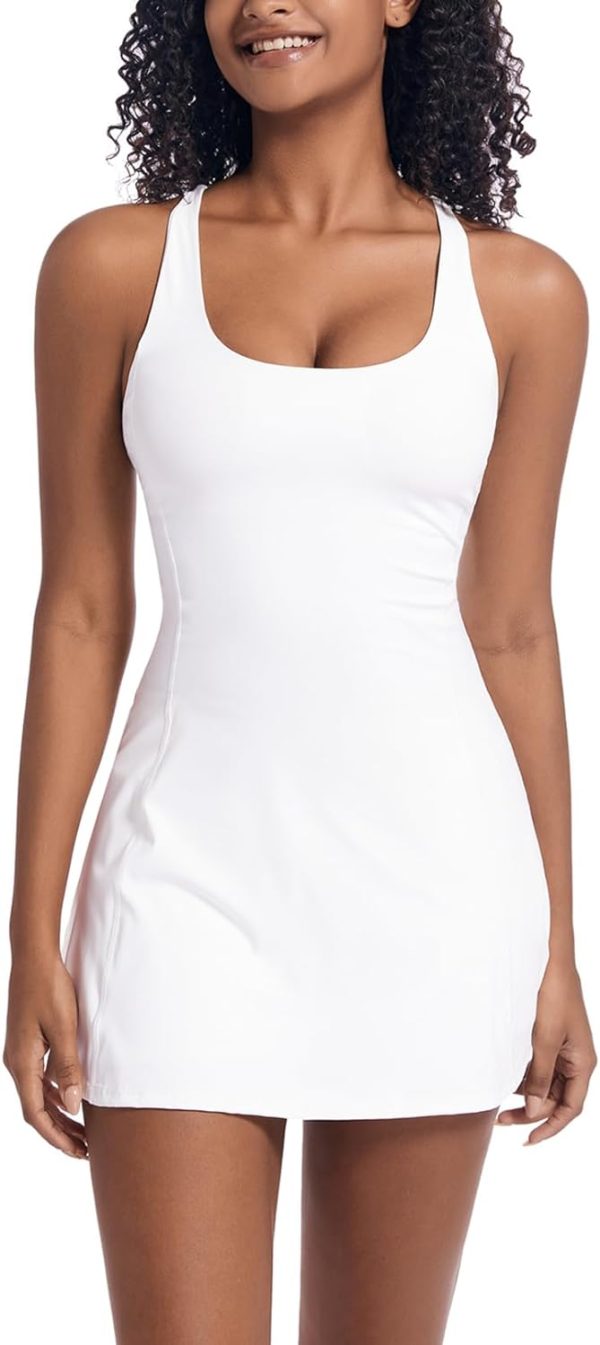 61cTErTgwtL._AC_SL1500_67529869-d149-40cd-9089-7881a274ffb8 Tennis Dress for Women Workout Dress with Built-in Bra & Shorts Pockets Athletic Dress for Exercise Golf Dresses