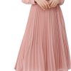 Business Casual Shirt Dress for Women Long Sleeves Pleated Midi Dresses with Belt