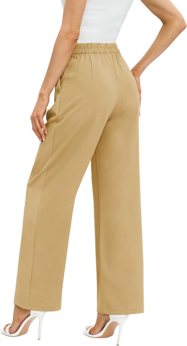 Women's Business Work Trousers High Waisted Wide Leg Pants Long Straight Suit Pants with Pocket
