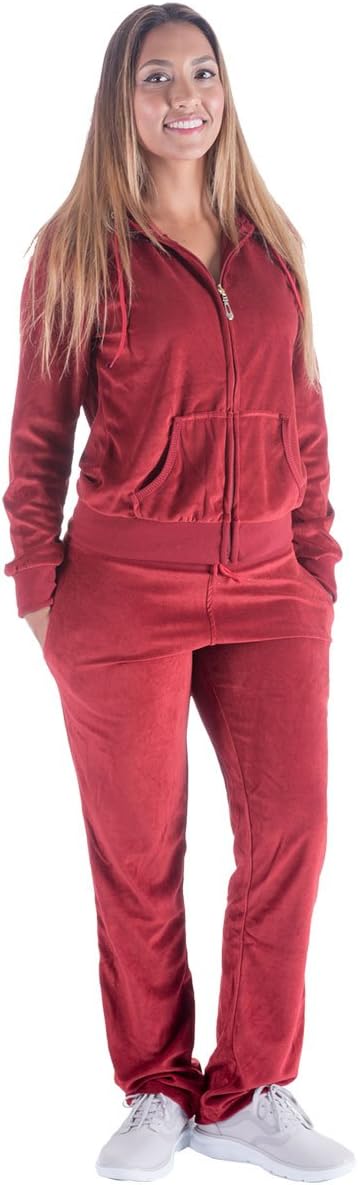 Womens Jogging Suits Sets Running Velour Outfit Zipper Warm Up 2 Pieces Hoodie and Pant Tracksuit