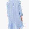 61fN1l0TjjL._AC_SL1500 Women's Tunic Mini Shirt Dress Cotton Long Sleeve Ruffle Hem Dress Button Up Shift Chambray Dresses