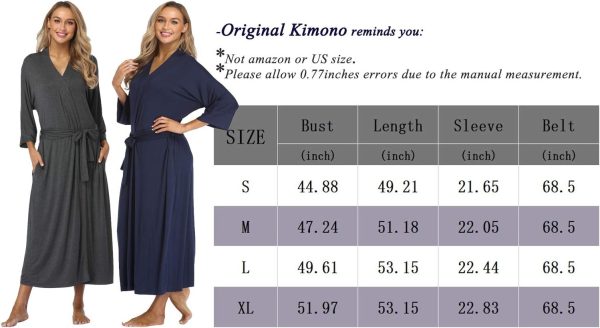 61fO4nzk4oL._AC_SL1500 Womens Soft Long Kimono Robes Lightweight Full Length Knit Bathrobe With Pockets Ladies Casual Dressing Gown