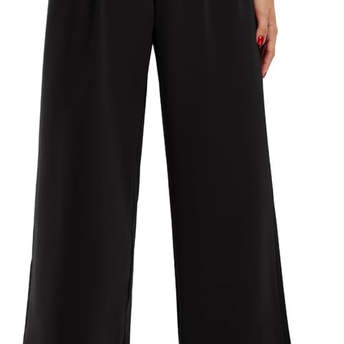 Libin Women's Wide Leg Pants High Waisted Work Dress Pants Loose Fit Back Elastic Waist Business Casual Trousers Office
