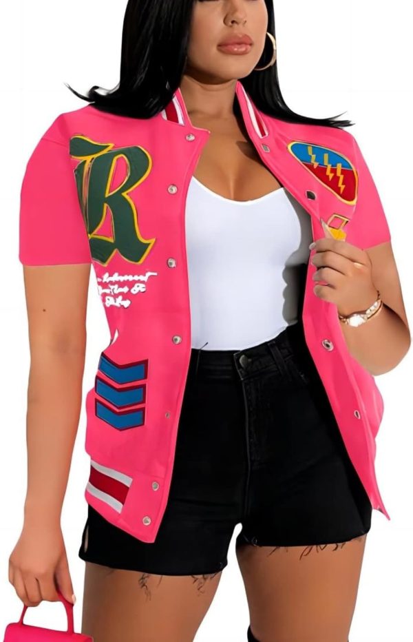 Button Down Shirts for Women Short Sleeve Cropped Varsity Jacket for Women Summer Tops for Women 2024 S-XXL