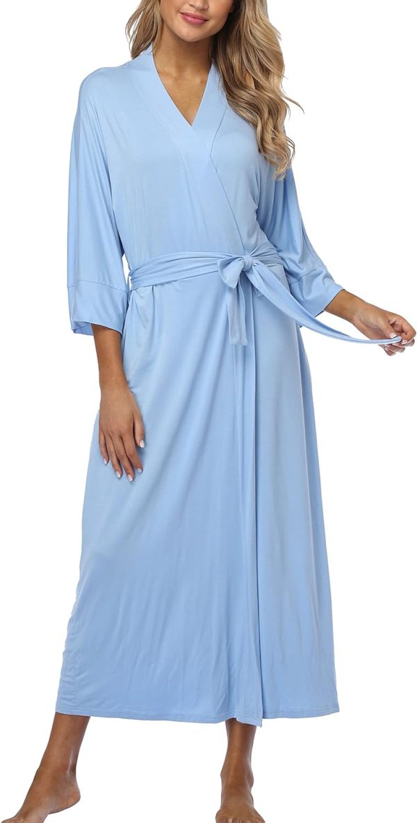 61iorfadsXL._AC_SL1500 Womens Soft Long Kimono Robes Lightweight Full Length Knit Bathrobe With Pockets Ladies Casual Dressing Gown