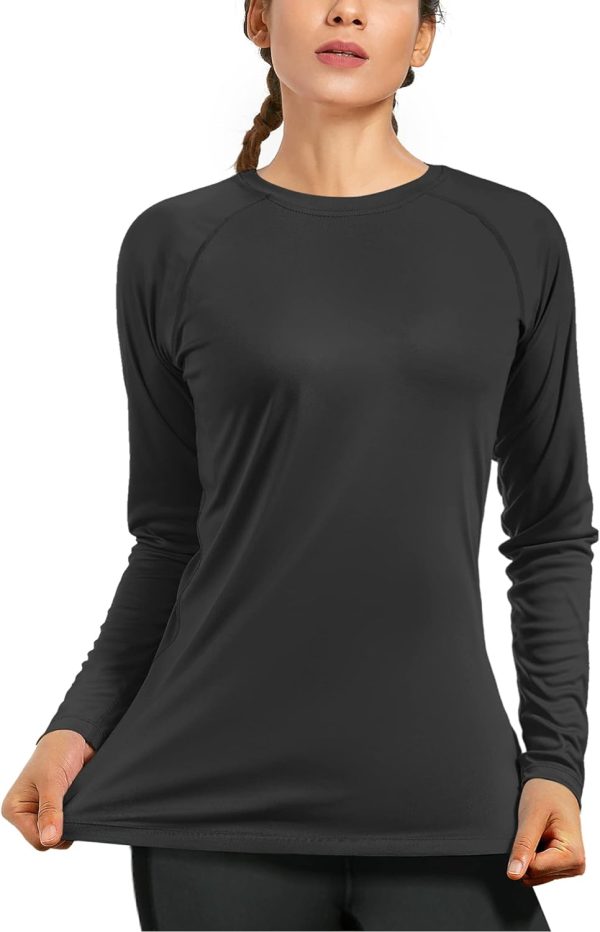 61isRxD2FCL._AC_SL1500 Women's Long Sleeve UPF 50+ UV Sun Protection Shirts Rash Guard Swim T-Shirt/Hoodie Quick Dry for Outdoor Hiking