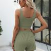 Trendy Queen Two Piece Summer Outfits Women Shorts Sets 2 Piece Sleeveless Matching Lounge Crop Top and High Waisted Shorts