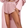 Women's 3Pcs Pajamas Satin Cami Top and Shorts with Robe Sleepwear Set