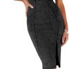 Women's Sleeveless Bodycon Denim Tank Dress Scoop Neck Zip Up Side Slit Stretchy Wrap Club Party Jean Midi Dresses