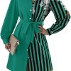 Womens Button Down Shirt Dresses with Belt Button Up Tunics Long Sleeve Blouse Tops