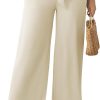 61lb4_mmWJL._AC_SL1500 Womens Wide Leg Lounge Pants High Waisted Business Work Casual Pants Adjustable Tie Knot Loose Trousers with Pocket