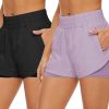 2 Pack Athletic Shorts for Women, Quick Dry Running Shorts with Pockets High Waisted Workout Gym Sports Shorts
