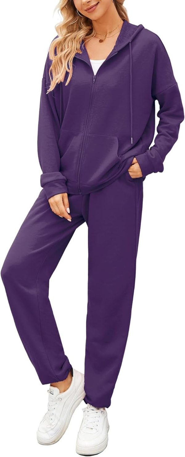 Women 2 Piece Outfits Tracksuit Casual Zip Up Hoodie Sweatsuits Jogging Long Pant Set