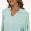 Womens Bamboo Pajama Set Long Sleeve Button Down, Soft Pj Pants with Pockets, Lightweight Sleepwear Loungewear