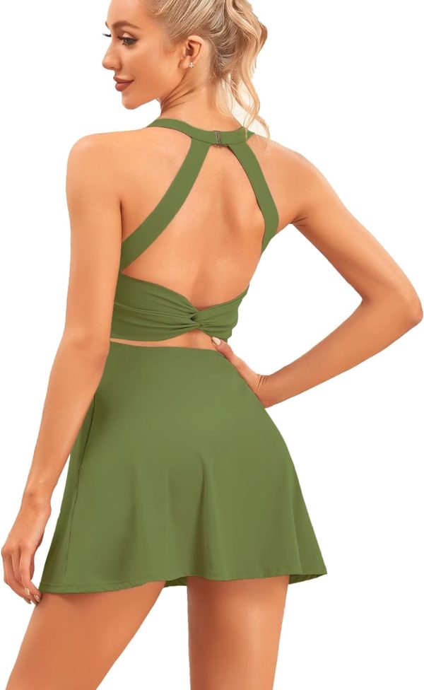 Womens Tennis Dress with Built in Shorts and Bra Workout Dress Golf Athletic Dress for Women