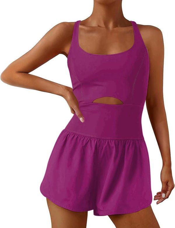 Womens Onesie Workout Rompers One Piece Exercise Jumpsuits Athletic Outfits Gym Yoga Clothes