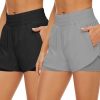 2 Pack Athletic Shorts for Women, Quick Dry Running Shorts with Pockets High Waisted Workout Gym Sports Shorts