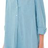 61vbF78oU4L._AC_SL1500 Women's Tunic Mini Shirt Dress Cotton Long Sleeve Ruffle Hem Dress Button Up Shift Chambray Dresses