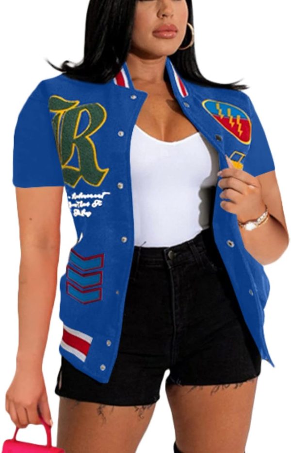 Button Down Shirts for Women Short Sleeve Cropped Varsity Jacket for Women Summer Tops for Women 2024 S-XXL