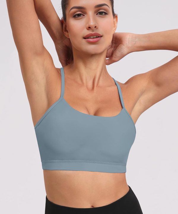 61x4alv-3TL._AC_SL1500 Spaghetti Strap Padded Sports Bras for Women - Y Back Yoga Workout Tops (3 Pack)