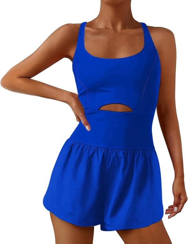 Womens Onesie Workout Rompers One Piece Exercise Jumpsuits Athletic Outfits Gym Yoga Clothes