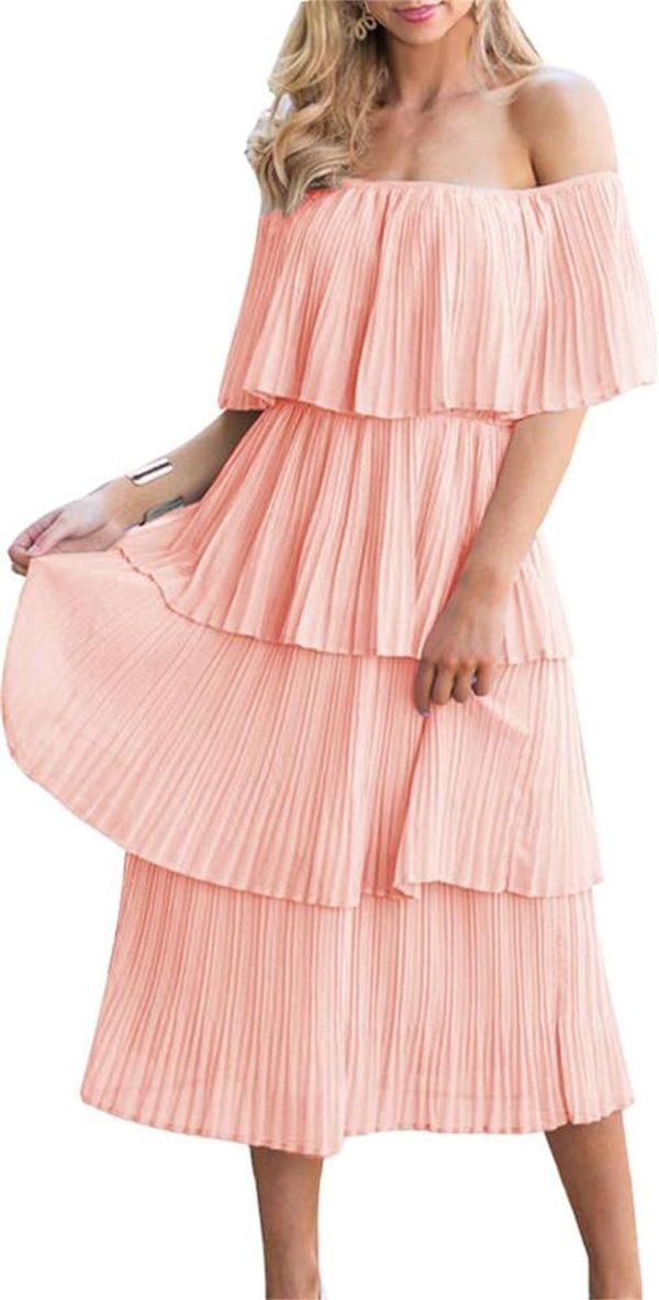 61xrhie94HL._AC_SL1500 Women's Off The Shoulder Ruffles Summer Valentines Day Loose Casual Chiffon Long Party Beach Maxi Dress