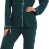 61ynlS4aWML._AC_SL1500 Button Up Pajamas for Women Long Sleeve Sleepwear Soft Loungewear Ladies Pjs Set XS-XXL