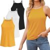 7112s888rcL._AC_SL1500 High Neck Tank Top for Women Camisole Trendy Sleeveless Shirts Loose Fit Cami Tanks 3 Pack