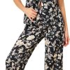 Womens Satin Floral Sleepwear Short Sleeves Button Down Tops with Pants Lounge Pajamas Sets