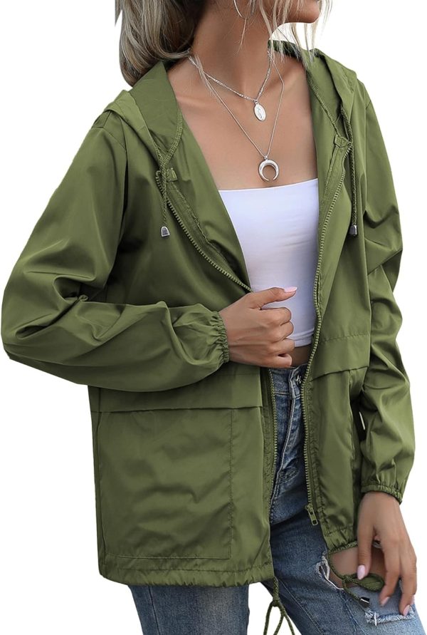 Women's Raincoats Windbreaker Rain Jacket Waterproof Lightweight Outdoor Hooded Trench Coats S-XXL