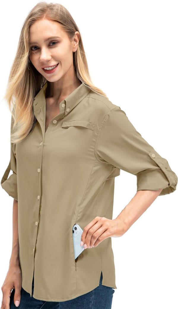 Women's Quick Dry Sun UV Protection Convertible Long Sleeve Shirts for Hiking Camping Fishing Sailing
