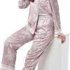 716SbIootDL._AC_SL1500 Women's Silky Satin Pajamas Set Long sleeve and Pants Sleepwear Soft and Comfy Button Down Loungewear Relaxed Fit