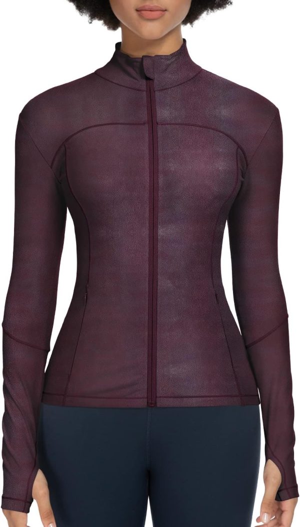 716YLb782nL._AC_SL1500 Workout Jackets for Women Full Zip Athletic Running Track Jacket with Pockets Slim Fit Yoga Jacket with Thumb Holes