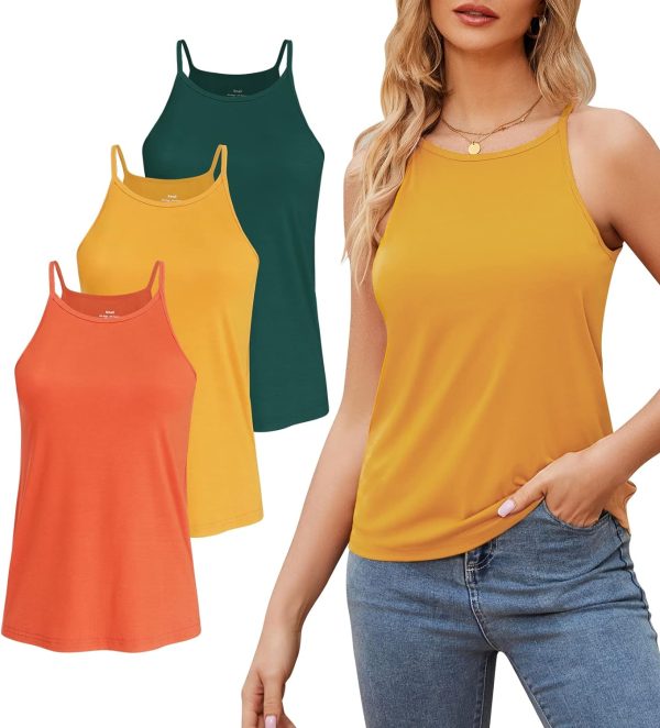 717AbpO_x6L._AC_SL1500 High Neck Tank Top for Women Camisole Trendy Sleeveless Shirts Loose Fit Cami Tanks 3 Pack