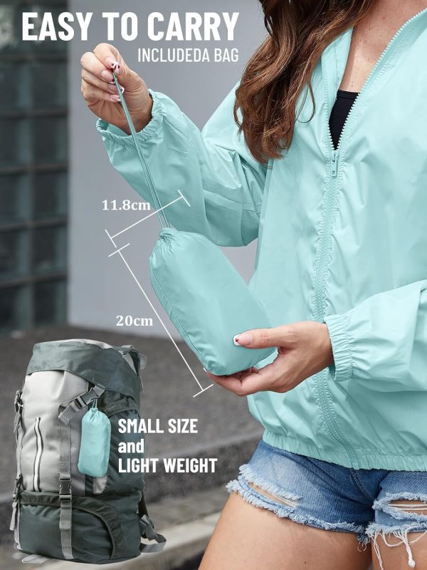 718bGQOrI8L._AC_SL1500 Rain Jacket Women Lightweight Waterproof Windbreaker Jacket Hooded Packable Rain Coats for Women Outdoor Raincoat