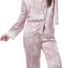 718dYDBiDcL._AC_SL1500 Women's Silky Satin Pajamas Set Long sleeve and Pants Sleepwear Soft and Comfy Button Down Loungewear Relaxed Fit
