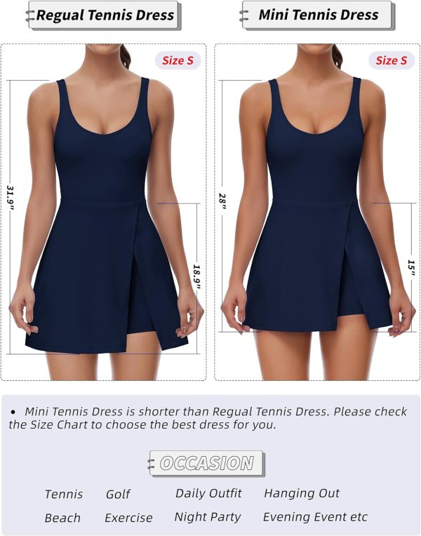 719TReyKU_L._AC_SL1500 Tennis Dress for Women U Neck Athletic Dress with Built in Shorts and Bra for Sleeveless Side Slit Flare Mini Dresses