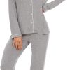 719lzprAaxL._AC_SL1500 Button Up Pajamas for Women Long Sleeve Sleepwear Soft Loungewear Ladies Pjs Set XS-XXL