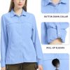 Womens Sun Protection Safari Shirt Quick Dry SPF 50 UV Lightweight Fishing Travel Hiking Outdoor Shirts with Zipper Pockets