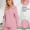 Pajamas Set Long Sleeve Womens Button Down Sleepwear Two Piece Nightwear Soft Pj Lounge Sets S-XXL