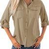 Women's Quick Dry Sun UV Protection Convertible Long Sleeve Shirts for Hiking Camping Fishing Sailing