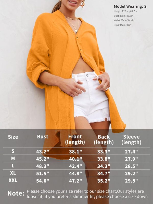 71BmWStRR9L._AC_SL1500 Womens Bathing Suit Cover Up Bikini Swimsuit Coverup Beach Cover Ups Button Down Shirts for Women
