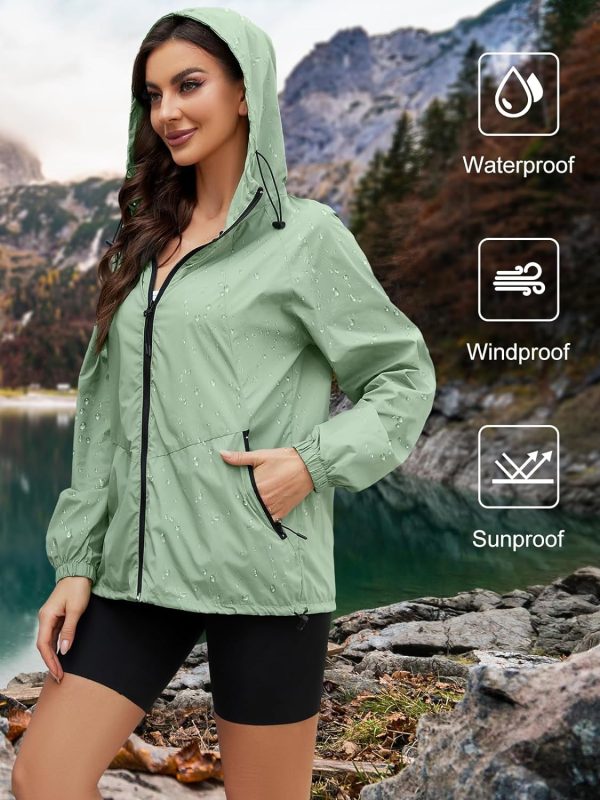 Rain Jacket Women Waterproof Lightweight Jacket With Hood Packable Raincoat with Pockets S-XXL