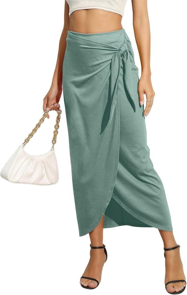 71Dir-S0AKL._AC_SL1500_0b45a201-6863-4627-8ac5-53b44f0a8566 Women’s Maxi Skirt High Waist Wrap Pencil Long Skirts for Women Slim Boho Draped Front Bodycon Dresses