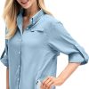 Women's Quick Dry Sun UV Protection Convertible Long Sleeve Shirts for Hiking Camping Fishing Sailing