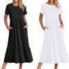 71EP2n7GLNL._AC_SL1500 Womens Summer Dresses Casual Short Sleeve Crewneck Swing Dress Casual Tiered t Shirt Dress with Pockets 2024 Trendy Outfits