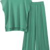 2 Piece Outfits for Women Sweater Sets Knit Vest Tops Elastic Waisted Pants