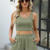 Trendy Queen Two Piece Summer Outfits Women Shorts Sets 2 Piece Sleeveless Matching Lounge Crop Top and High Waisted Shorts